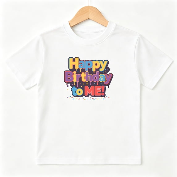Happy Birthday Party Boys Graphic Tees Dripping Font Kids T-Shirt 100% Cotton Short Sleeve Tops Ages 4-13Y