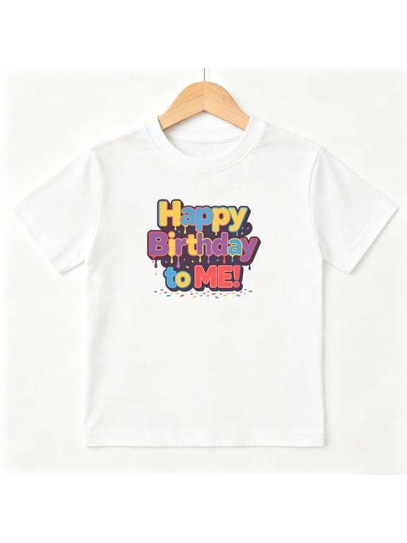 Happy Birthday Party Boys Graphic Tees Dripping Font Kids T-Shirt 100% Cotton Short Sleeve Tops Ages 4-13Y