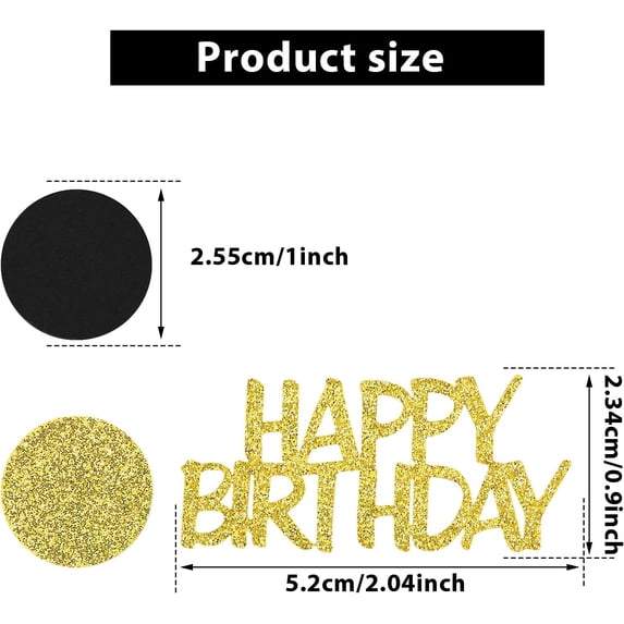 Happy Birthday Party Confetti for Table Glitter Black and Gold Birthday Table Confetti,Sprinkling Scatter Circle Dots Birthday Confetti Paper for Birthday Party Table Confetti Decoratio