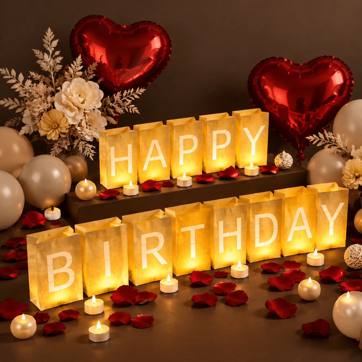 Happy Birthday Party Decoration Kit with Light Up Letters, Balloons ...