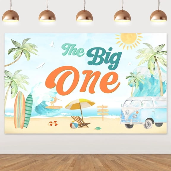 Happy Birthday Party Decorations Backdrop, Photo Background for Kids, Sea Sand, Surf Themed, Indoor Backgroud