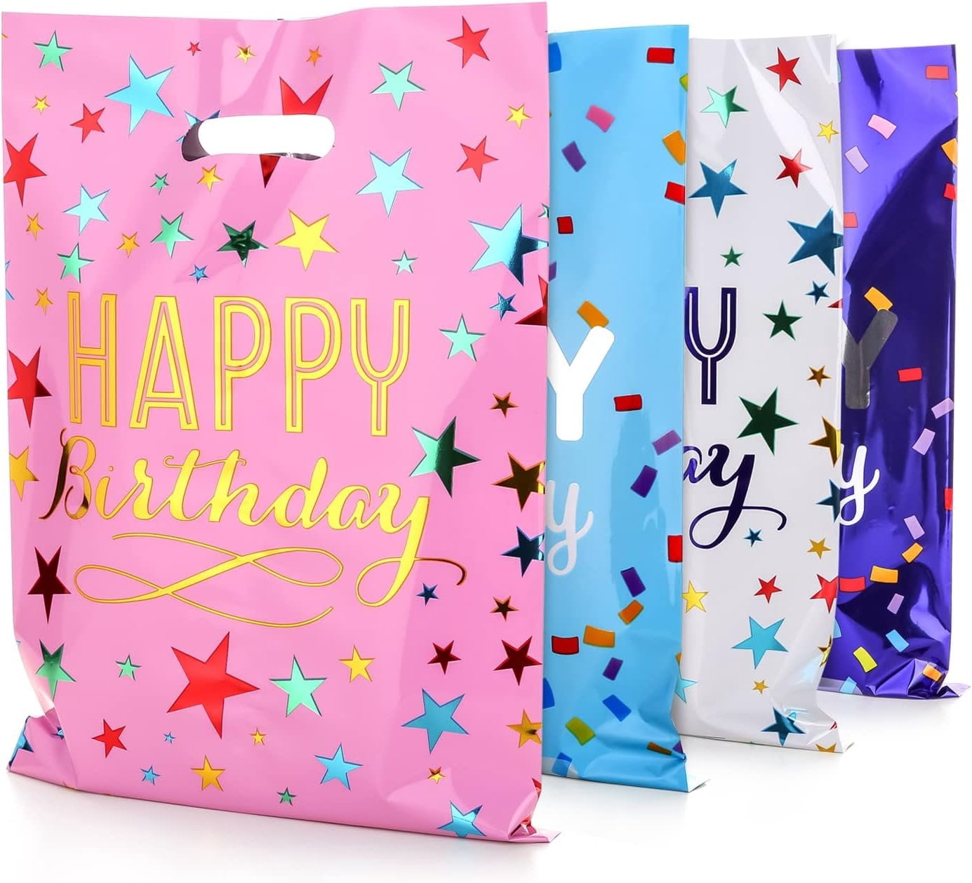 Happy Birthday Party Favor Bags 40 count, Plastic Goodies Loot Bags ...