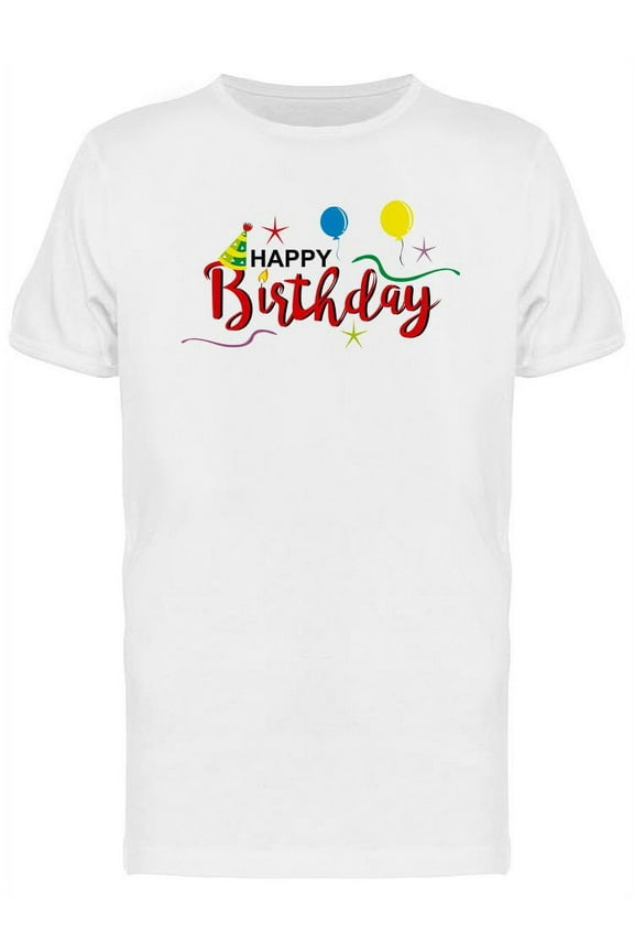 Happy Birthday Party Hat T-Shirt Men -Image by Shutterstock, Male Large