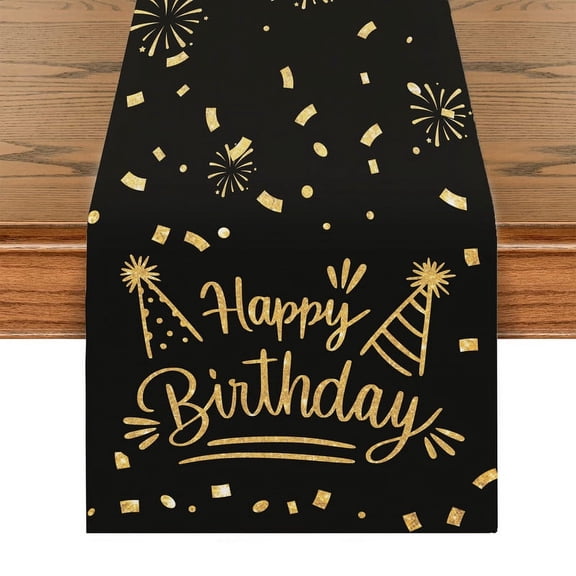 Happy Birthday Party Table Runner, Modern Minimalism Table Throw Tablecloth, For Kitchen Dining Living Room, Show Wedding Party Table Setting Decor Birthday Gift