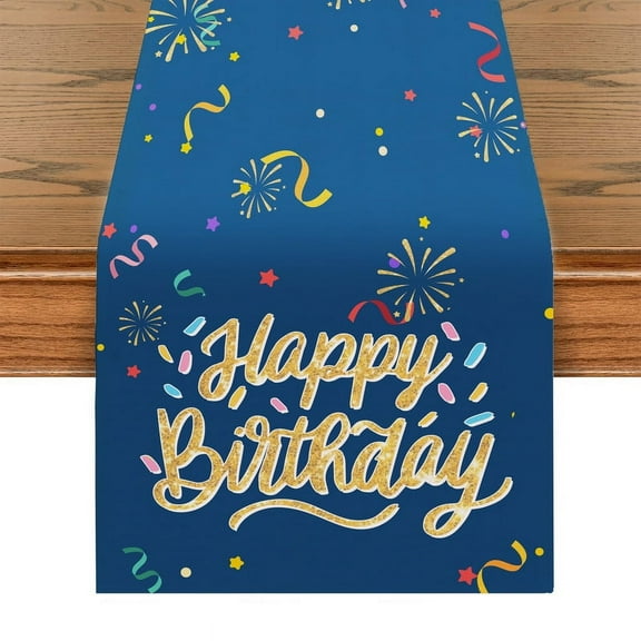 Happy Birthday Party Table Runner, Modern Minimalism Table Throw Tablecloth, For Kitchen Dining Living Room, Show Wedding Party Table Setting Decor Birthday Gift