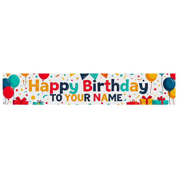 Happy Birthday Personalized Background Backdrop with Colorful Balloons and Gifts Banner for Party Supplies Photography Props Birthday Decoration