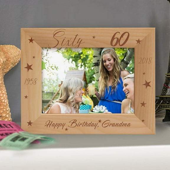 Happy Birthday Personalized Wooden Picture Frame-10" x 8" Brown Horizontal