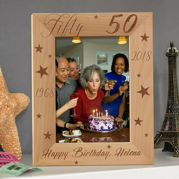 Happy Birthday Personalized Wooden Picture Frame 8" x 10" Brown (Vertical)
