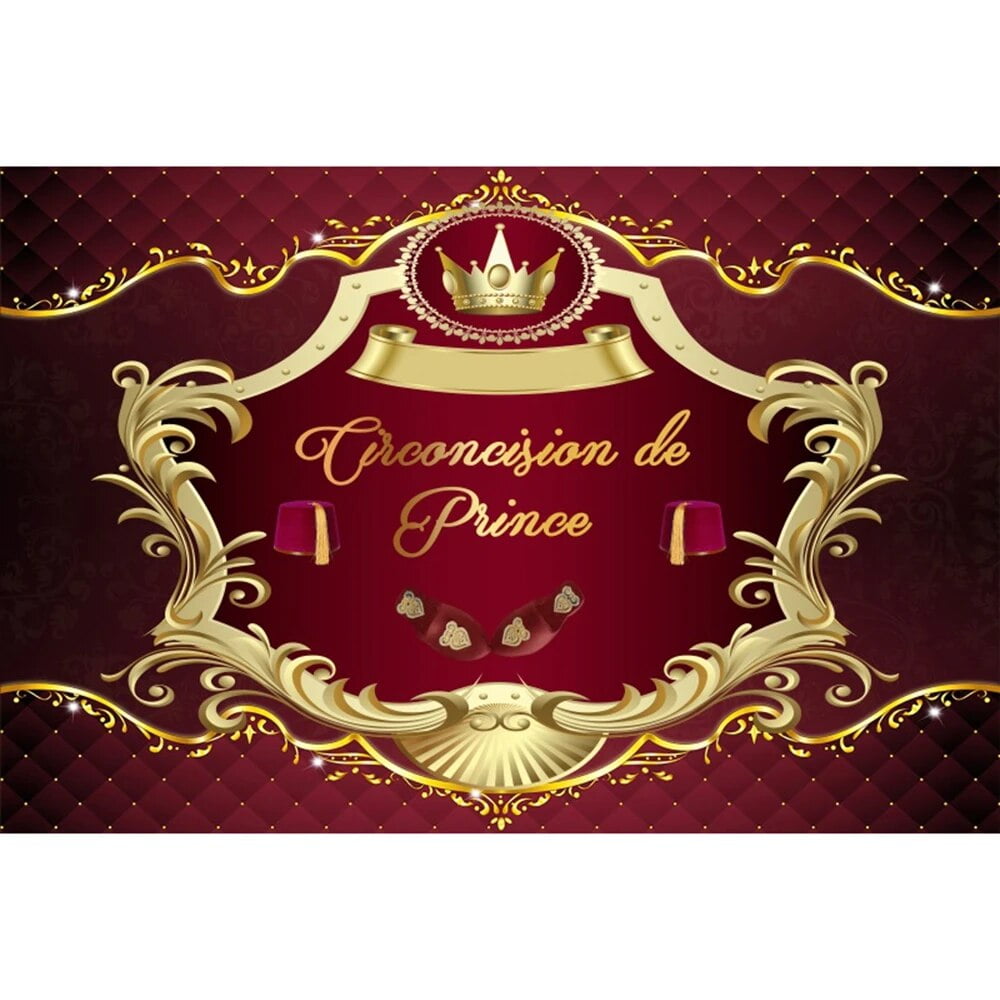 Happy Birthday Photography Backdrop Crown Black Gold Blue Adult