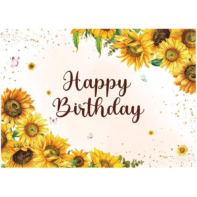 Happy Birthday Photography Backdrop Farmhouse Rustic Sunflower Backdrop