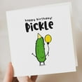 thumbnail image 1 of Happy Birthday Pickle Card – Fun and Whimsical Design with Balloon and Hat – Perfect for Friends and Family Celebrations – Blank Inside for Personal Messages, 1 of 2