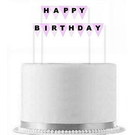 Happy Birthday Pink & Black Cake Decoration Banner
