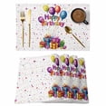 thumbnail image 1 of Happy Birthday Placemats Set of 12 Watercolor Balloon Gifts Patterns Place Mats Indoor Wipeable Table Mats Washable Cloth Dining Table Placemats for Kitchen Holiday Party Home Decor 13x19 Inch, 1 of 9
