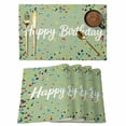 thumbnail image 1 of Happy Birthday Placemats Set of 4, Sage Green Modern Abstract Art Placemats for Dining Table, Place Mats for Kitchen Tabletop, Waterproof Wipeable Dining Table Mats Set, 1 of 9