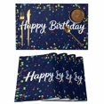 thumbnail image 1 of Happy Birthday Placemats Set of 6, Navy Blue Modern Abstract Art Placemats for Dining Table, Place Mats for Kitchen Tabletop, Waterproof Wipeable Dining Table Mats Set, 1 of 9