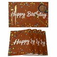 thumbnail image 1 of Happy Birthday Placemats Set of 8, Brown Modern Abstract Art Placemats for Dining Table, Place Mats for Kitchen Tabletop, Waterproof Wipeable Dining Table Mats Set, 1 of 9