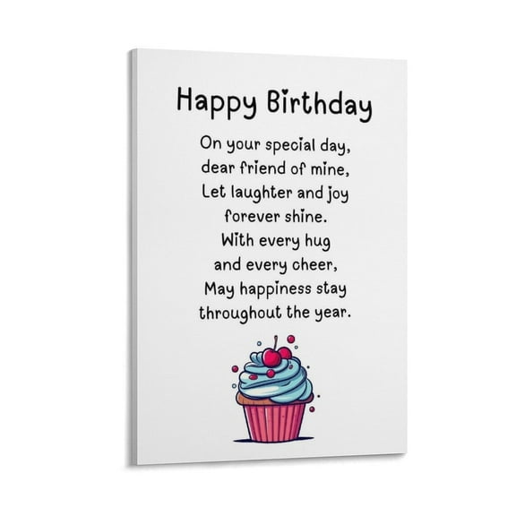 Happy Birthday Poem For Friend, For Sister Birthday Gift, Poem For Bestie Poster Decorative Painting Canvas Wall Art Living Room Posters Bedroom Painting