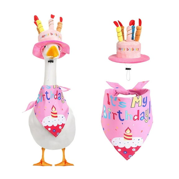 Happy Birthday Porch Goose Outfit For Lawn Decoration With Fun Bandana And Hat