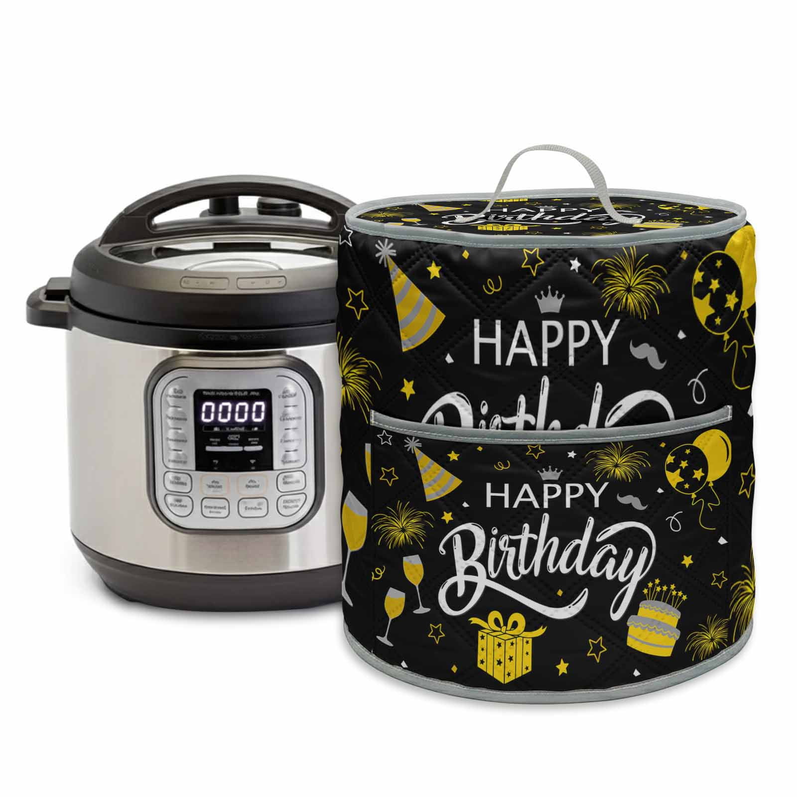 Happy Birthday Pressure Cooker Cover Cake Firwoks Black Dust Cover for ...