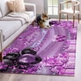 thumbnail image 1 of Happy Birthday Purple Area Rug 4'x6', Gifts Balloons Goblet Shinning Glitter Ribbons Washable Non-Slip Rugs, Low Pile Large Carpet for Living Room Bedroom Dining Room Kitchen Office Indoor Mat, 1 of 9