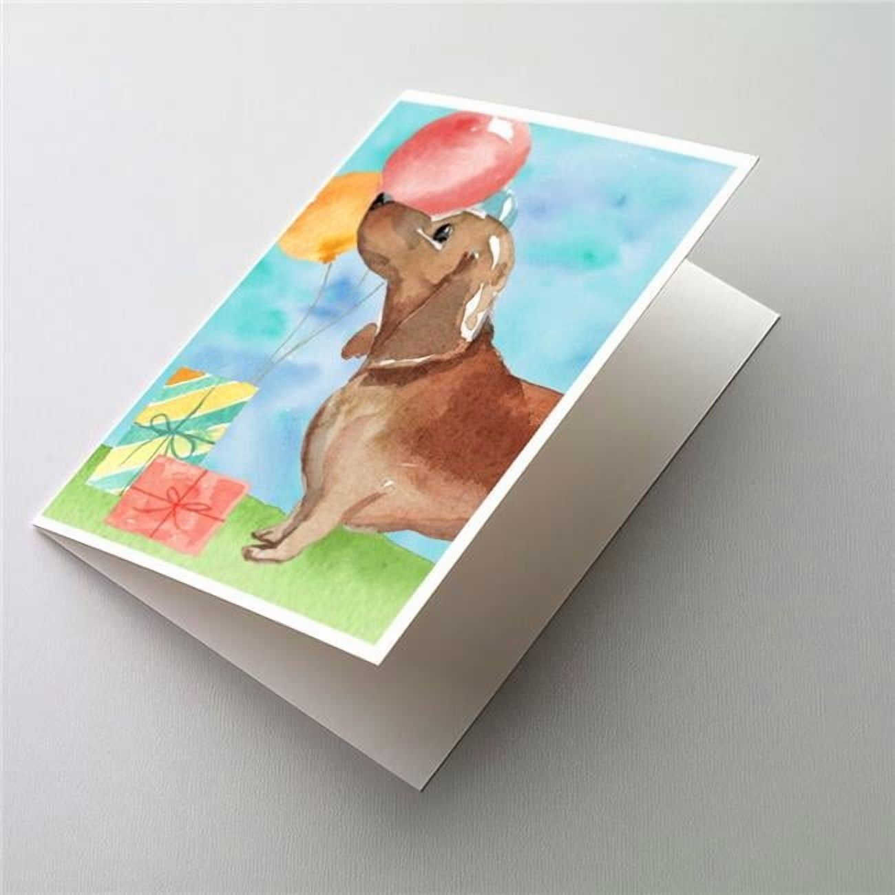 Happy Birthday Red Dachshund Greeting Cards & Envelopes - Pack of 8