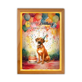 Happy Birthday to Rhodesian Ridgeback Kitten Party Balloons Cake Acrylic Plaque with Wood Photo Frame Box Ridgebacks Dog Lover Gifts Light Box - 00027
