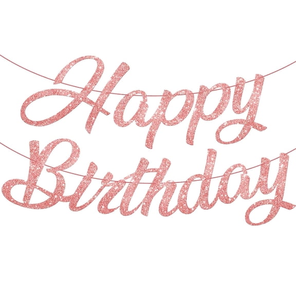 Happy Birthday Rose Gold Script Banner 2