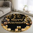 thumbnail image 1 of Happy Birthday Round Area Rug 4ft, Gifts Golden Black Balloons Goblet Glitter Ribbons Washable Non-Slip Circle Rugs for Bedroom Living Room Kitchen, Non Shedding Circle Carpet for Dining Room Dorm, 1 of 9