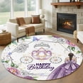 thumbnail image 1 of Happy Birthday Round Rug 7ft Washable Circle Rugs Non Slip Gradient Purple Dress Crown Carriage Flowers Large Area Rug Indoor Floor Carpet for Bedroom Kitchen Living Room Home Office Dining Room, 1 of 8