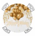 thumbnail image 1 of Happy Birthday Round Tablecloth for 36-44 Inch Tables,Fitted Table Cover with Elastic Edge,Golden Balloons Ribbons Abstract Art Waterproof Outdoor Table Cloth Protector for Patio Garden Dinner Picnic, 1 of 9