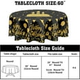 thumbnail image 1 of Happy Birthday Round Tablecloth 60 Inch Black Gold Birthday Cake Flags Ribbon Balloons Gifts Decorative Table Cloth Polyester Table Cover for Birthday Party Kitchen Dining Room Outdoor Home Decor, 1 of 5