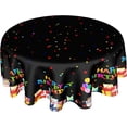 thumbnail image 1 of Happy Birthday Round Tablecloth 60 Inch Vibrant Colorful Decorative Table Cloth Waterproof Resistant Bithday Gifts Tablecloths Decorative Black for Birthday Home Party Outdoor Patio Picnic, 1 of 6