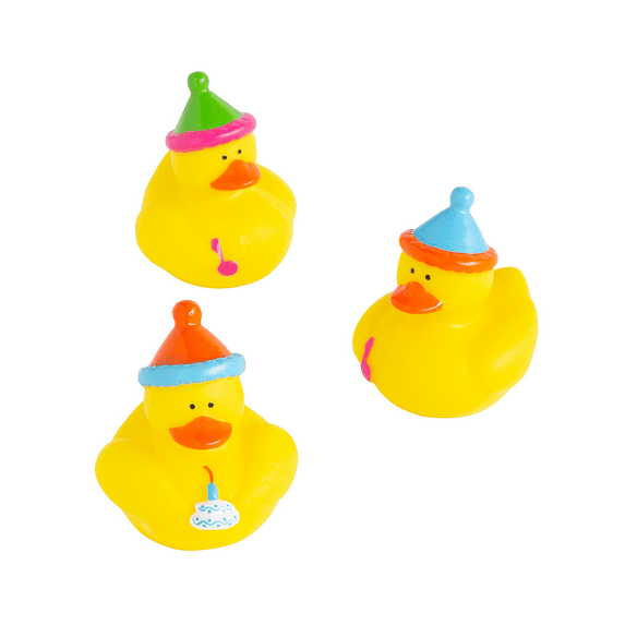 Happy Birthday Rubber Duckies - Party Favors - 12 Pieces