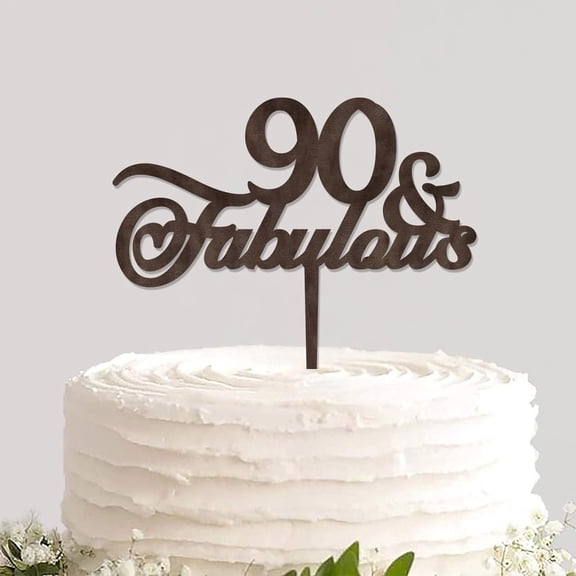 Happy Birthday Rustic Wood Cake Topper Custom Names Numbers Happy 90th Birthday Reusable Cake And Cupcake Topper Desserts Party Cake Decorations for Birthday Anniversary Party Decor