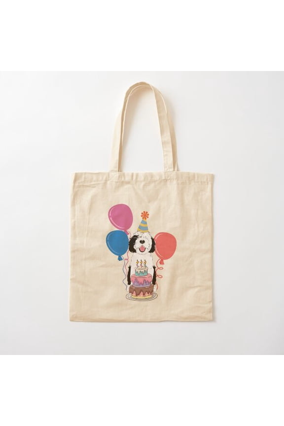 Happy Birthday Sheepadoodle 2 Cotton Tote Bag Canvas Tote Bag, Family Gift For Mother, Her