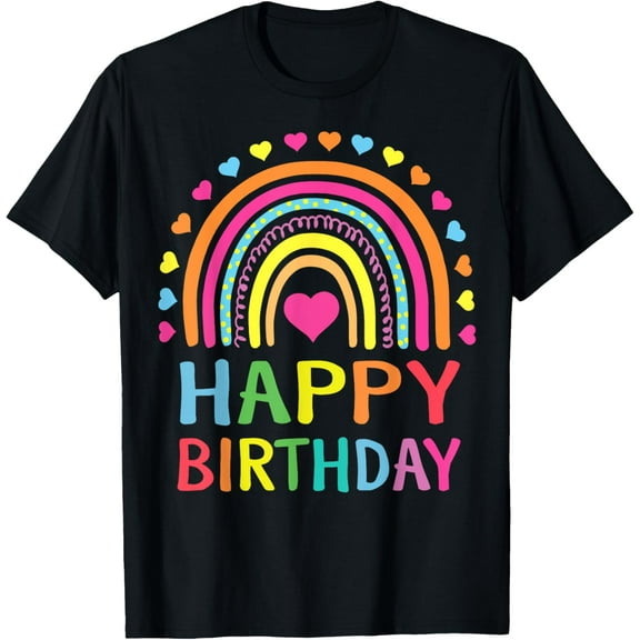 Happy Birthday Shirt for Women Teens Girls Kids Gift Rainbow T-Shirt