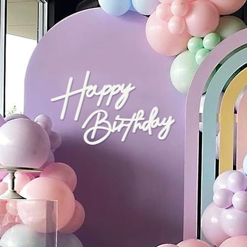 Happy Birthday Sign for Backdrop - Felt Happy Birthday Sign for Balloon Arch Birthday Party Balloon Arch Backdrop Decorations for Birthday Party Baby Shower - White