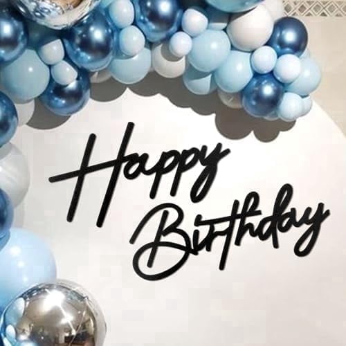 Happy Birthday Sign - Black Felt 'Happy Birthday' Letter Sign for Balloon Arch Backdrop Decorations - 1 Count, Unisex, All Ages,