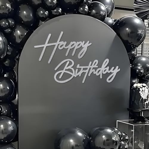Happy Birthday Sign for Backdrop - Glitter Silver Felt 'Happy Birthday' Letter Sign for Balloon Arch Backdrop Decorations