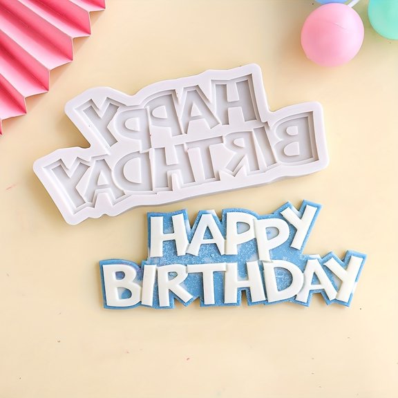 Happy Birthday Silicone Cake Mold - Flexible Lettering Tool for Creative Cake Decoration