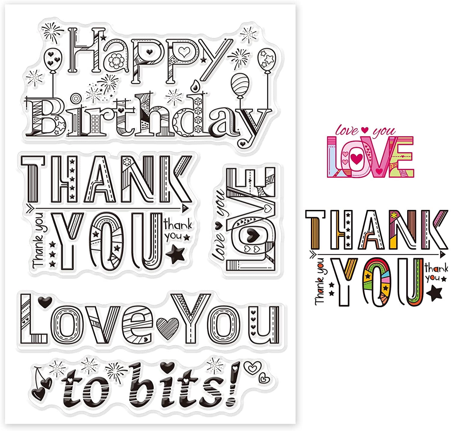 Happy Birthday Silicone Clear Stamps Blessing Words Thank You ...