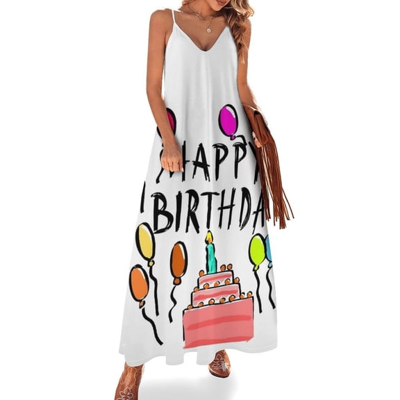 Happy Birthday! Sleeveless Dress Loose Women's Dress Dresses Luxury Evening Dresses