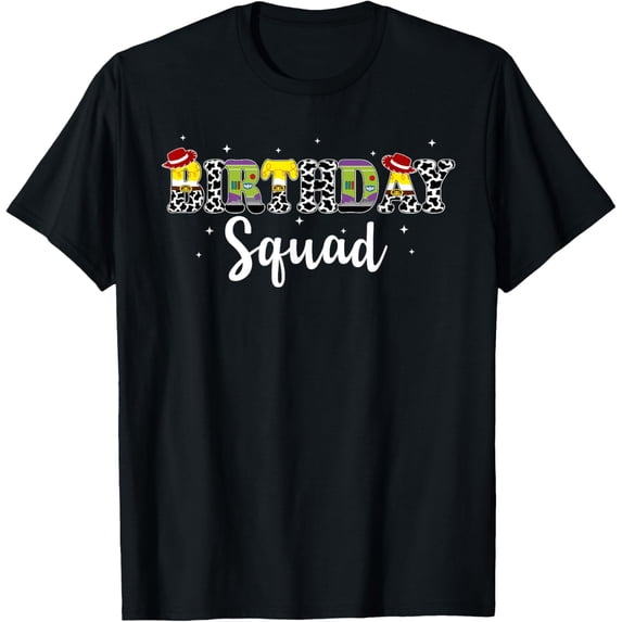 Happy Birthday Squad Story Funny Toy Theme Birthday Party T-Shirt