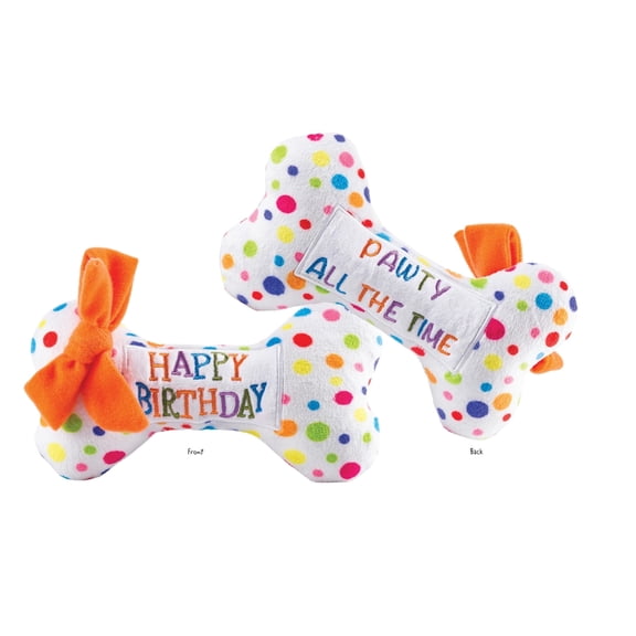 Happy Birthday Squeaker Bone Dog Toy