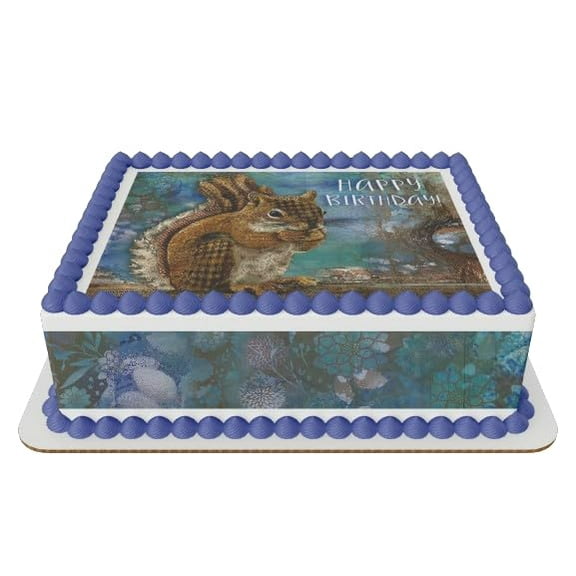 Happy Birthday Squirrel Edible Icing Sheets- Assorted Image Cake Toppers-Frosting Sheets- Cookies- Cupcake Toppers (2 Inch Rounds 12 per sheet)