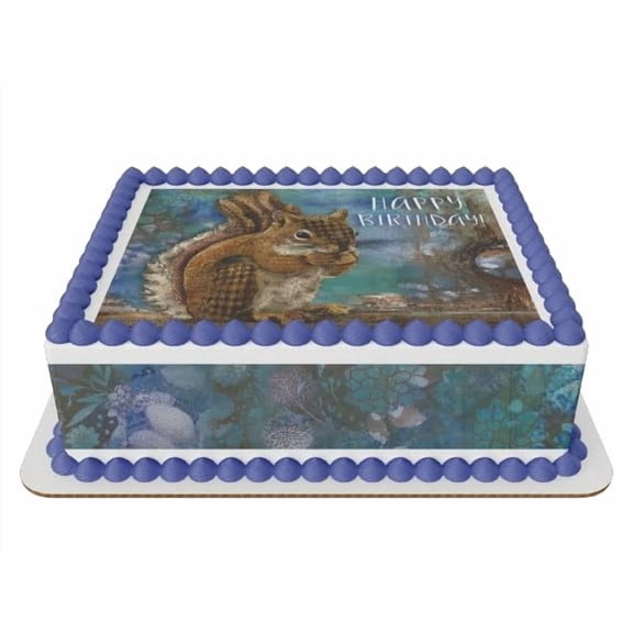 Happy Birthday Squirrel Edible Icing Sheets- Assorted Image Cake Toppers-Frosting Sheets- Cookies- Cupcake Toppers (Border Side Strips 2 per sheet)