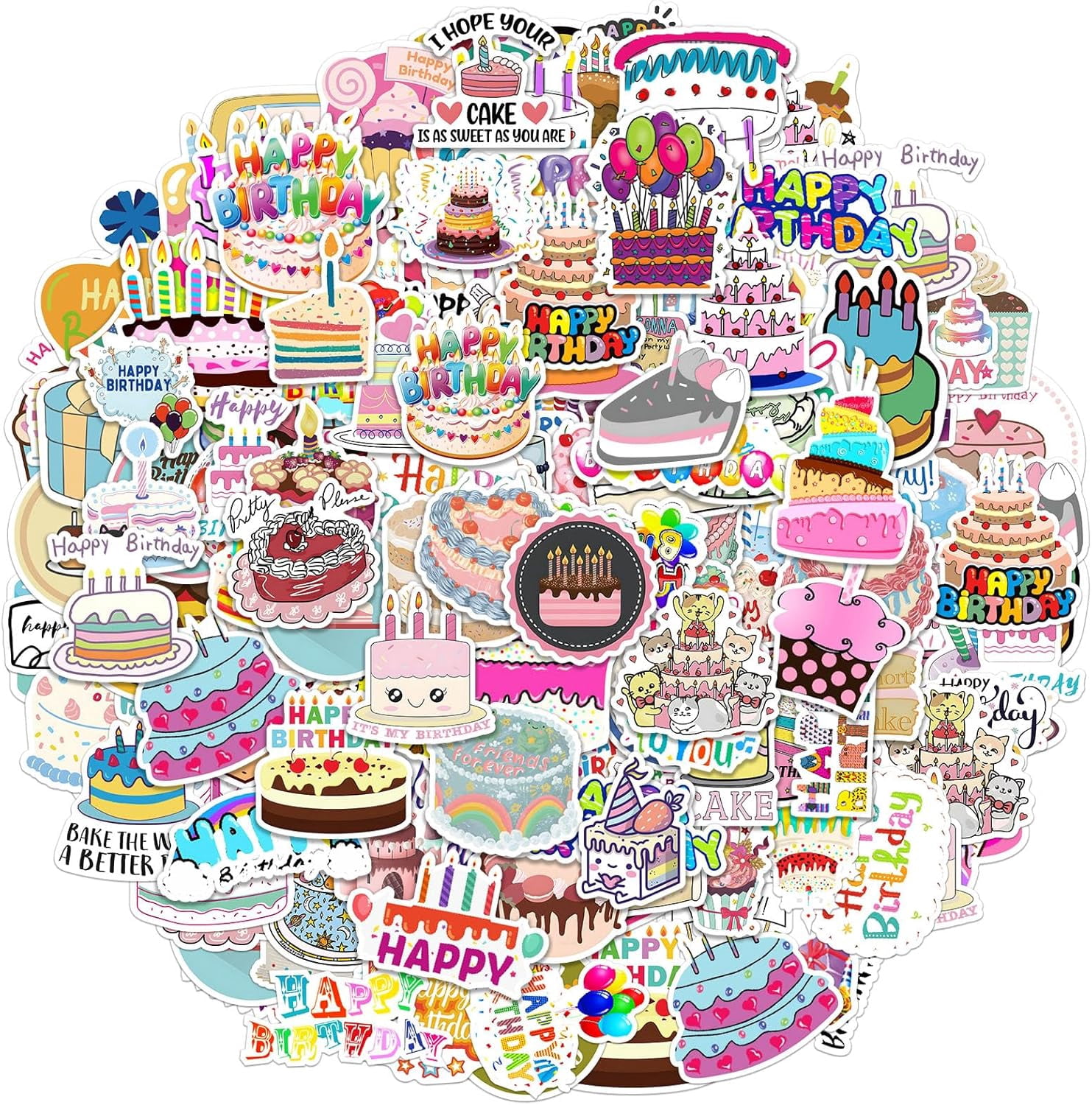 Simple Birthday Sticker Happy Birthday Stickers, 200PCS Vinyl Adhesive Stickers for Adults ...