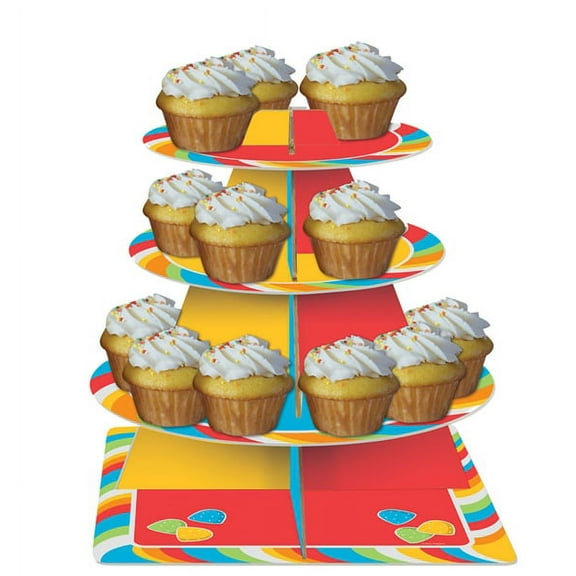 Happy Birthday 'Sugar Buzz' 3-Tiered Cupcake Stand (1ct)