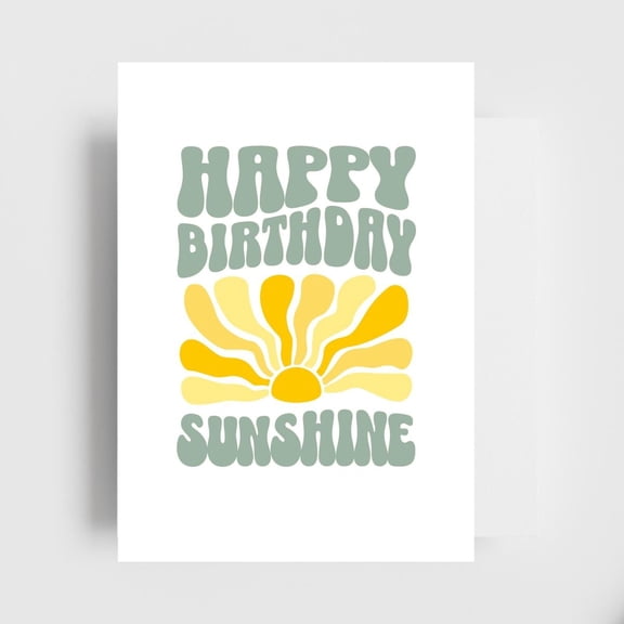 Happy Birthday Sunshine Card Retro Flower Design for a Bright Celebration Envelope Included, Blank Inside Ideal Gift for Friends and Loved Ones