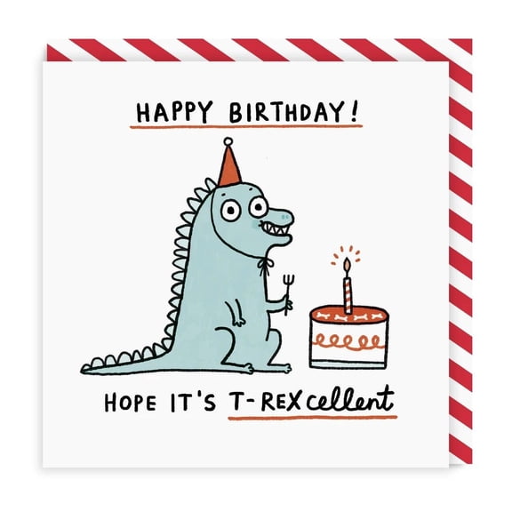 Happy Birthday T-Rex Card Fun Dinosaur Design with Cake Perfect for Kids and Dino Lovers Envelope Included Celebrate in Style